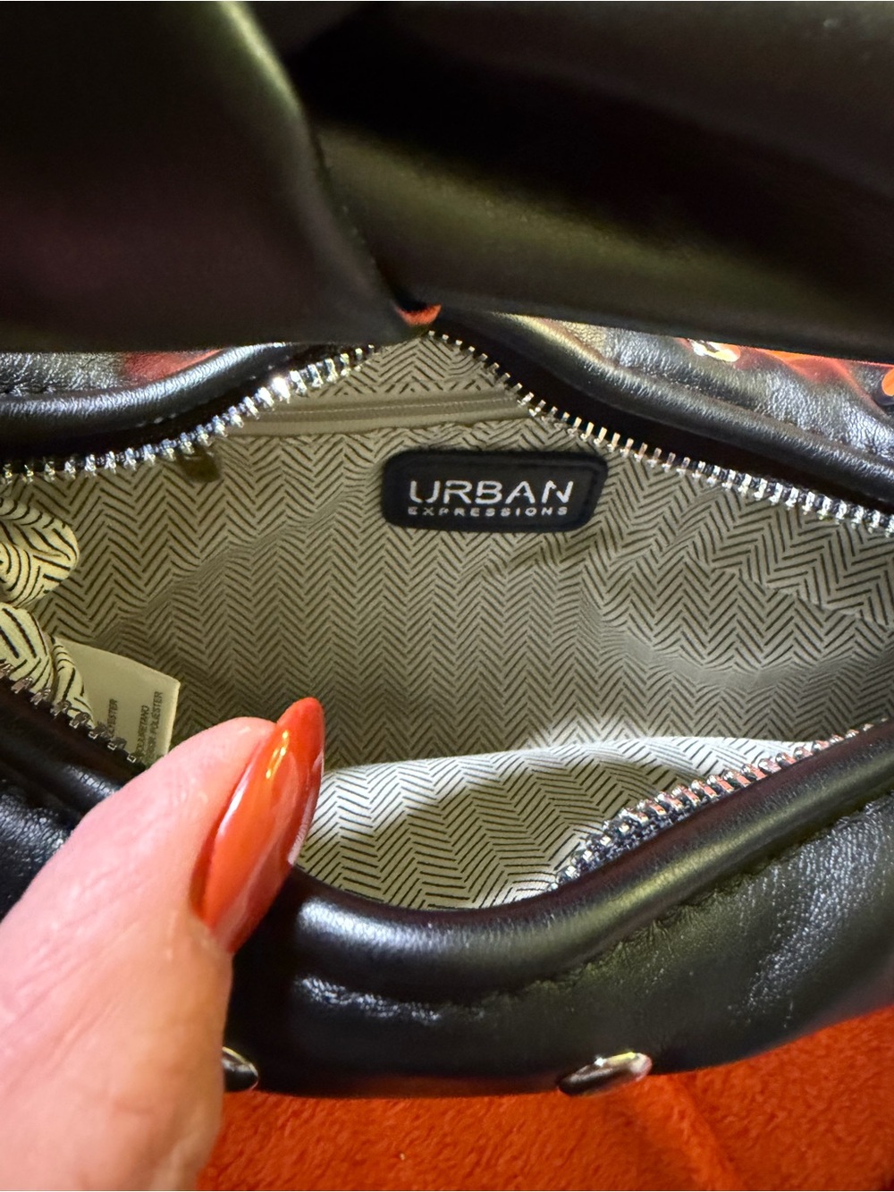 Urban Expressions Black Studded Hobo Shoulder Bag Vegan Leather NWT 26625ST - Picture 5 of 8